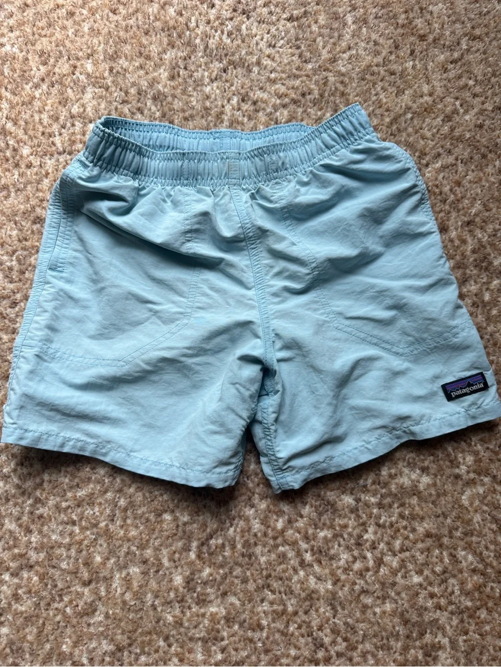 Patagonia Light Blue swim Shorts with liner youth size large